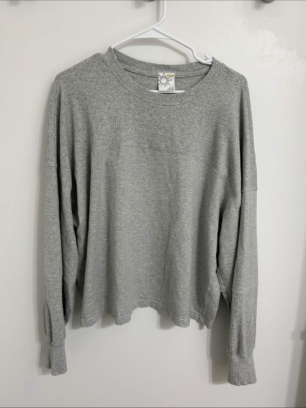 aerie Heather Gray Ribbed Crewneck Top